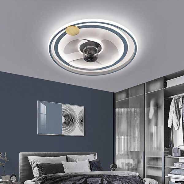Multi Circle Dimmable LED Electroplated Modern Flush Mount Ceiling Fan with Lights - Image 2