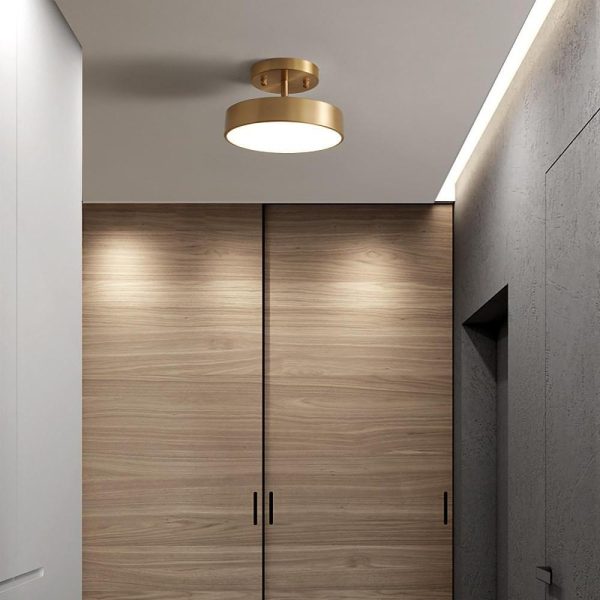 Circular Electroplated Copper LED Nordic Adjustable Ceiling Lights Flush Mount Lighting - Image 3