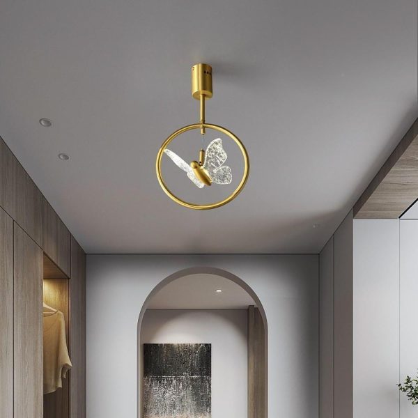 Butterfly Ring LED Nordic Ceiling Light Semi Flush Mount Ceiling Light with Acrylic Lampshade - Image 2