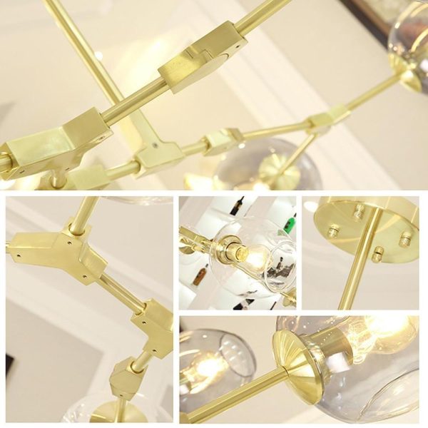 Globe Sputnik Industrial Glass Chandelier Modern Lighting with Customizable Color Shades - Image 16