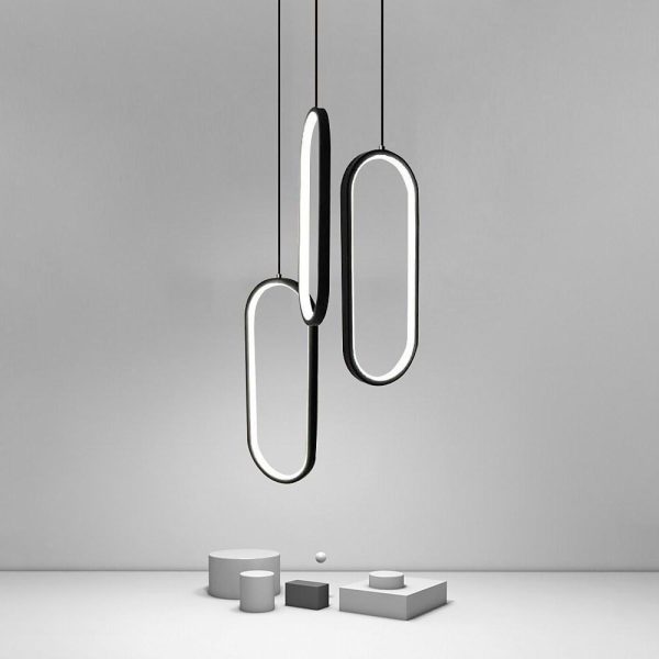 Modernist Curved 3 Rectangle Chandeliers Island Kitchen Dining Room Lighting Ceiling Light - Image 3