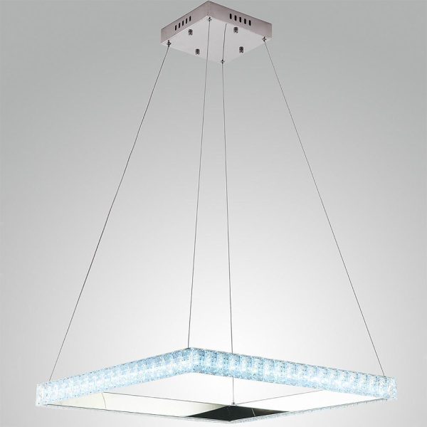 Square Electroplated Crystal Metal LED Modern Chandeliers Pendant Light - Image 7