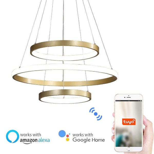Circles Dimmable LED Adjustable Gold Contemporary Chandeliers Island Lights - Image 8