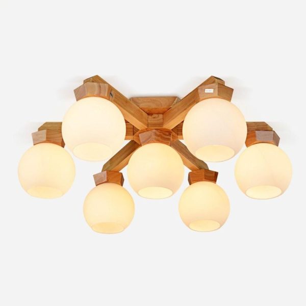 Nordic Style Modern Wood Chandelier LED Globe Chandelier - Image 6
