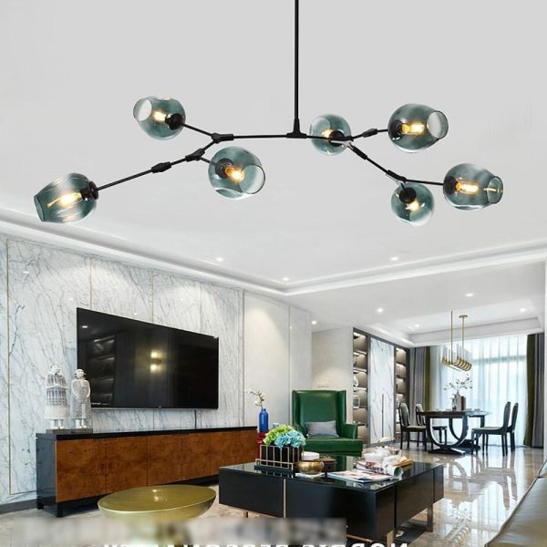 Globe Sputnik Industrial Glass Chandelier Modern Lighting with Customizable Color Shades - Image 7