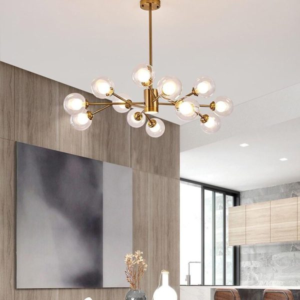12 Bulbs Sputnik Chandelier Glass Globe Chandelier for Living Room - Image 3