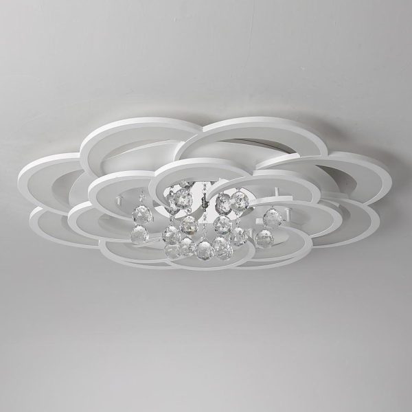 Modern Floral Acrylic LED Flush Mount Ceiling Light with Elegant Crystal Teardrops - Image 8