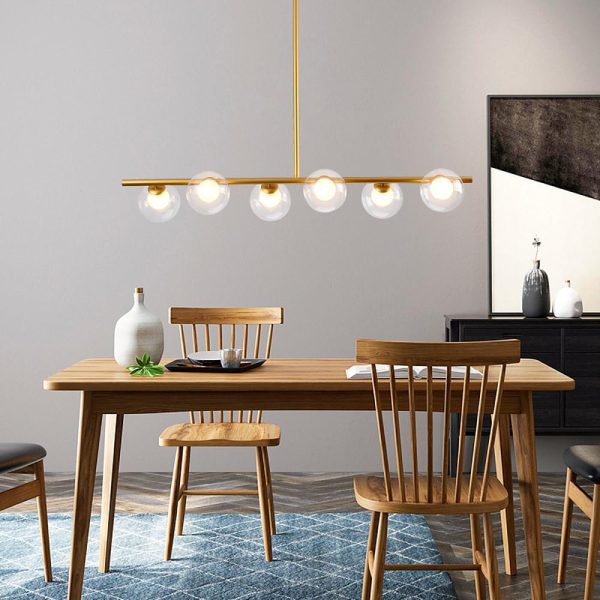 Nordic Style Modern Design Sphere Chandelier Metal Glass Ceiling Light 6 Bulbs - Image 3