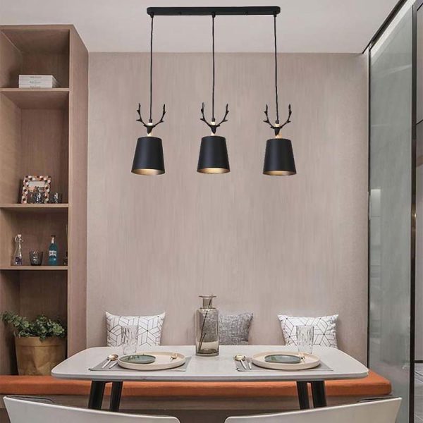 3 Light Antler Design LED Country Chandeliers Hanging Ceiling Lights - Image 3