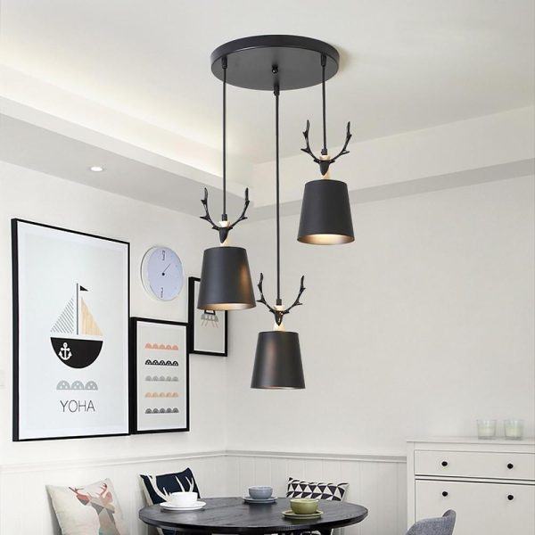 3-light Antler Design LED Classic Chandelier Pendant Light Hanging Lamp - Image 2