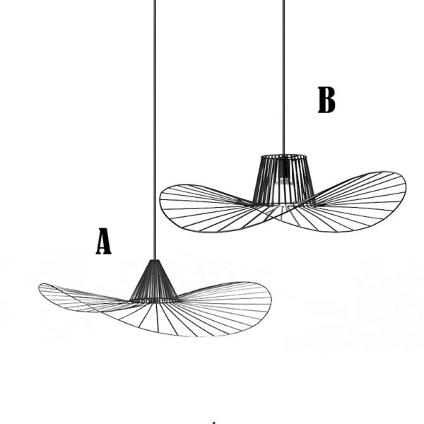 Hat Shaped Metal Linear LED Black Modern Pendant Light Hanging Lamp - Image 12