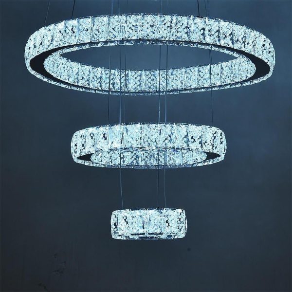 Modern 3 Tiers Circles Suspended Chandelier with Crystal Accents - Image 5