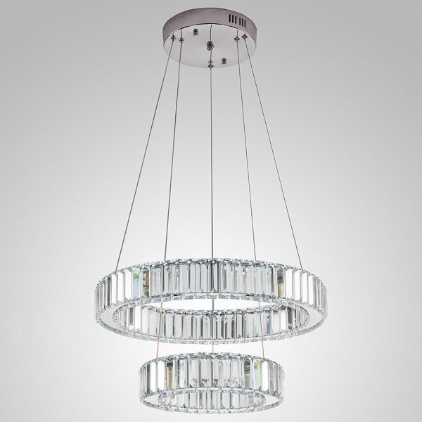 2-ring Regular Shape Steel Crystal LED Chandelier - Image 2