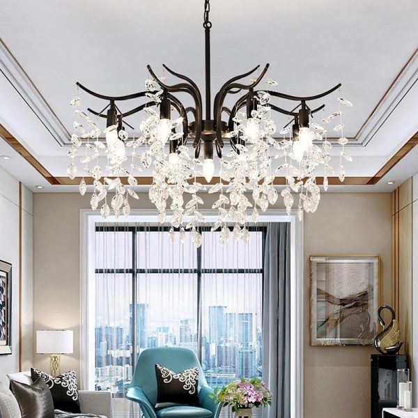 Metal Crystal LED Modern Chandelier Hanging Lamp Pendant Light Island Lights - Image 2