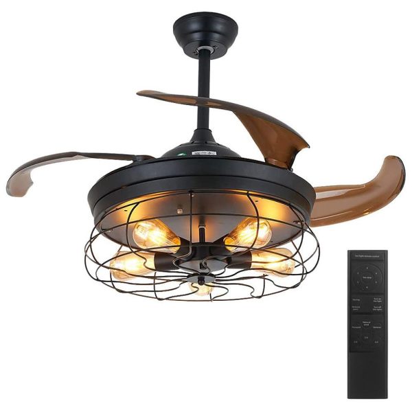 3 Bladed Farmhouse Retractable Ceiling Fan with Light - Image 4
