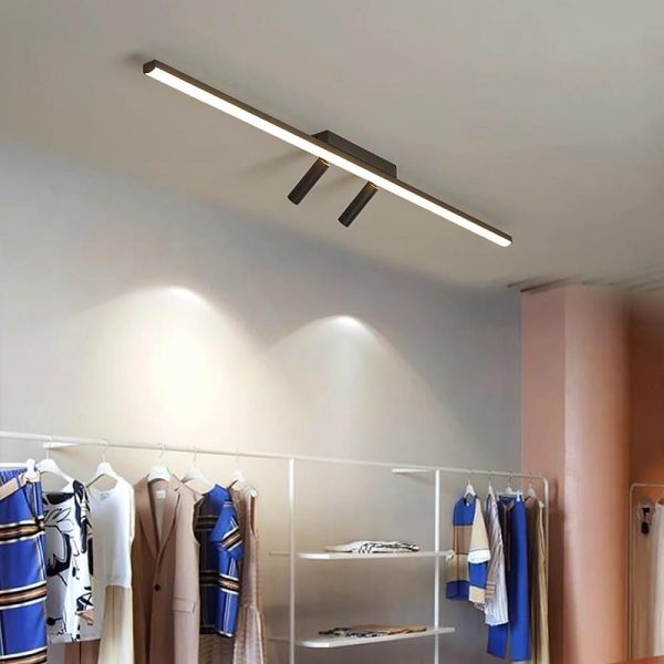 Unique 2-Spotlights Black Linear Semi-Flush Mount Ceiling LED Light - Image 3