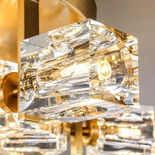 6 Light Unique Crystal Brass Flush Mount Light LED Ceiling Light - Image 5