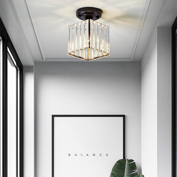 Modern Crystal Metal Industrial LED Flush Mount Ceiling Light for Hallway Entryway - Image 7