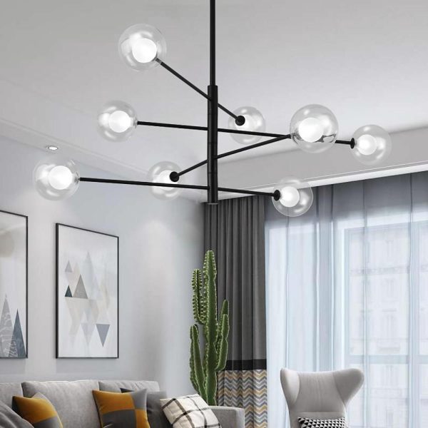 Linear Sputnik Chandelier Black Coolest Chandeliers for Living Room 8 Bulbs - Image 4