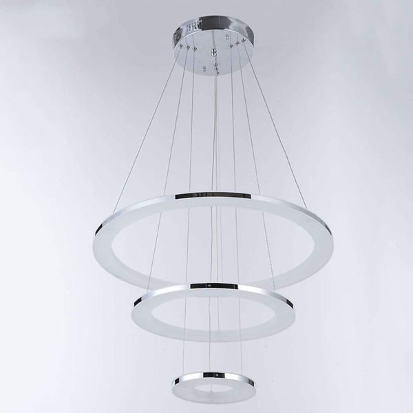 Adjustable LED 3-Ring Chandelier Modern 24" Hanging Ceiling Light - Image 6