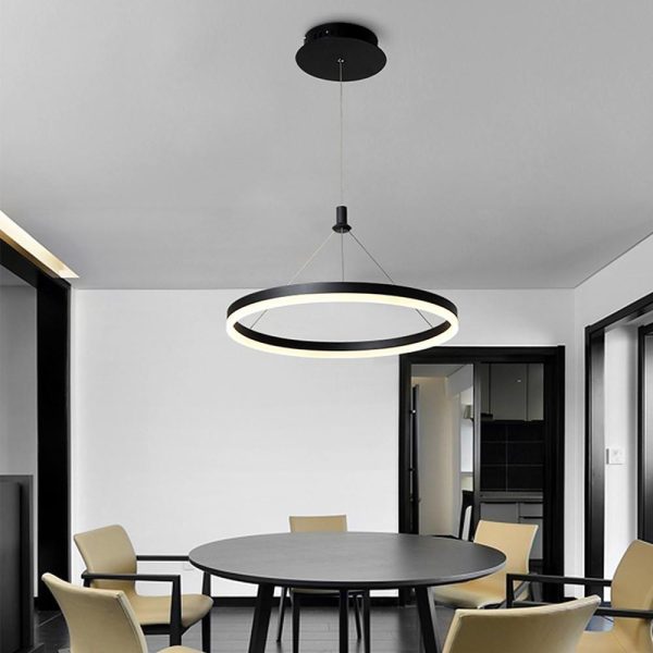 Corona 12''/16''/24'' Wide Circle LED Ringed Glow Modern Chandeliers Hanging Ring Pendant Light - Image 2