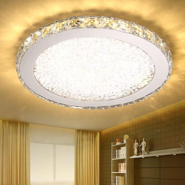 16'' Rounded Antique Painted Metal Crystal LED Modern Ceiling Lights - Image 5