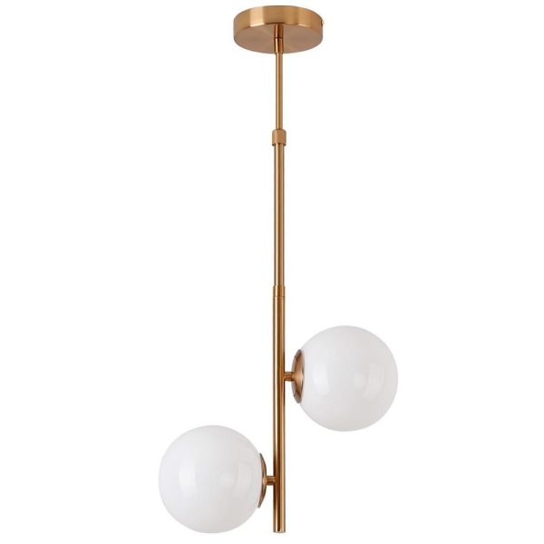 2 Lights Ball-shaped Electroplated Glass Metal LED Modern Pendant Lights - Image 5