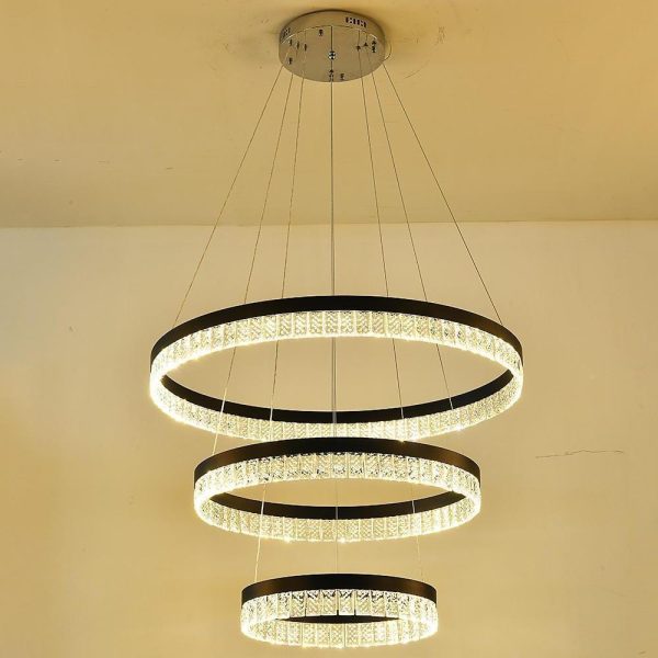 3 Tiered Circles LED Crystal Modern Chandeliers Pendant Light Hanging Lamp - Image 2