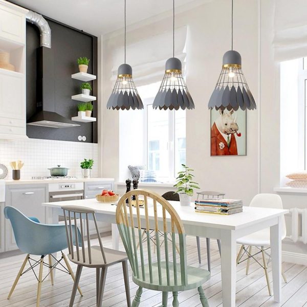 1 Bulb Industrial Pendant Lamp Metal Mini Geometrical Kitchen Pendant Lighting - Image 8
