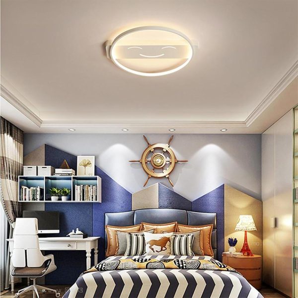 Circle Shaped Flush Mount Ceiling Light Face Metal Light 1 Light