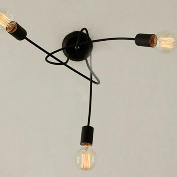 Simplistic Painted Metal Modern Chandelier Exposed Twisted Stem Lights - Image 4