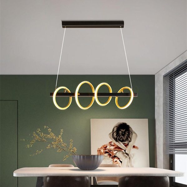 4-Ring LED Gold Chandelier Island Ceiling Light - Image 2