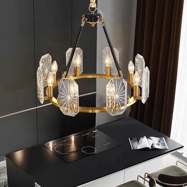 Wagon Wheel Chandeliers - 8 or 10 Lights, Gold Finish - Image 6