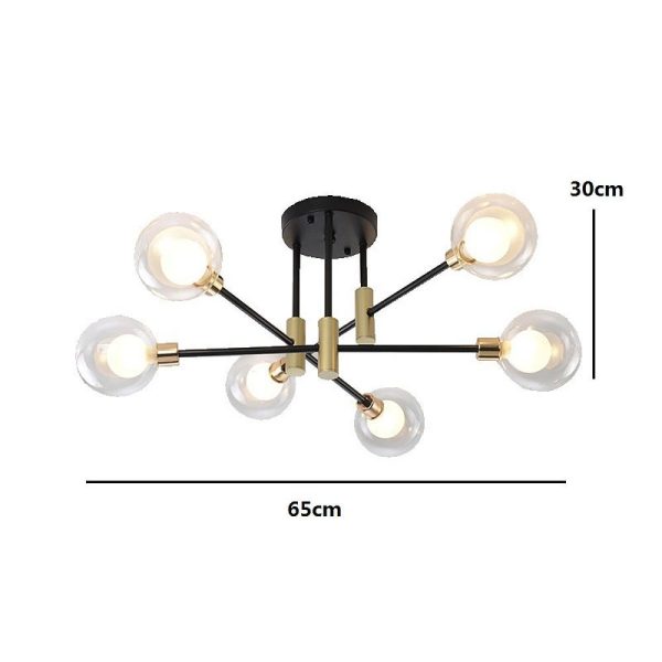Modern Metal Glass Flush Mount Sputnik Light LED Bedroom Ceiling Lights - Image 3