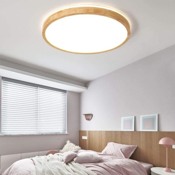 Circular Kitchen Flush Mount Lighting Bamboo Acrylic LED Living Room Ceiling Lights - Image 5
