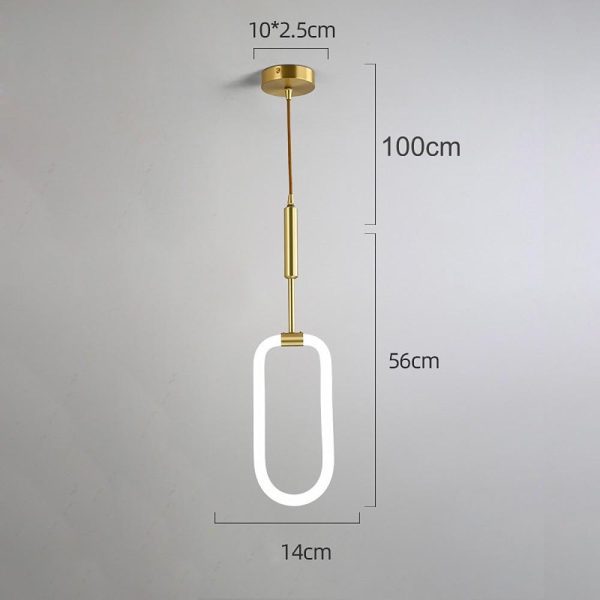 Rounded Rectangular Copper LED Nordic Kitchen Island Lighting Pendant Light - Image 5