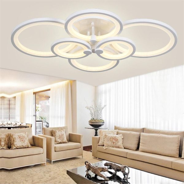 Multi Circles Dimmable LED Modern Ceiling Lights Flush Mount Lighting - Image 10