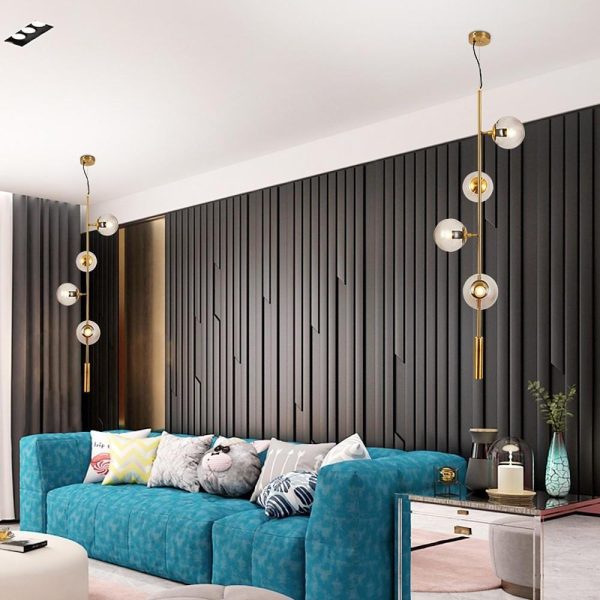 Linear Dining Room Chandeliers Glass Globe Chandelier 4/6 Heads - Image 4