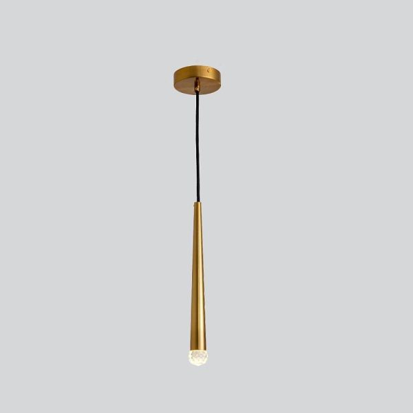 Slim Cylinder Electroplated Metal Crystal LED Nordic Pendant Light Hanging Lamp - Image 5