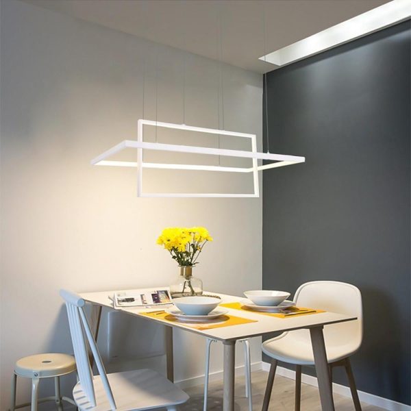 2 Rectangular LED Black Modern Pendant Lighting Hanging Ceiling Lights - Image 2