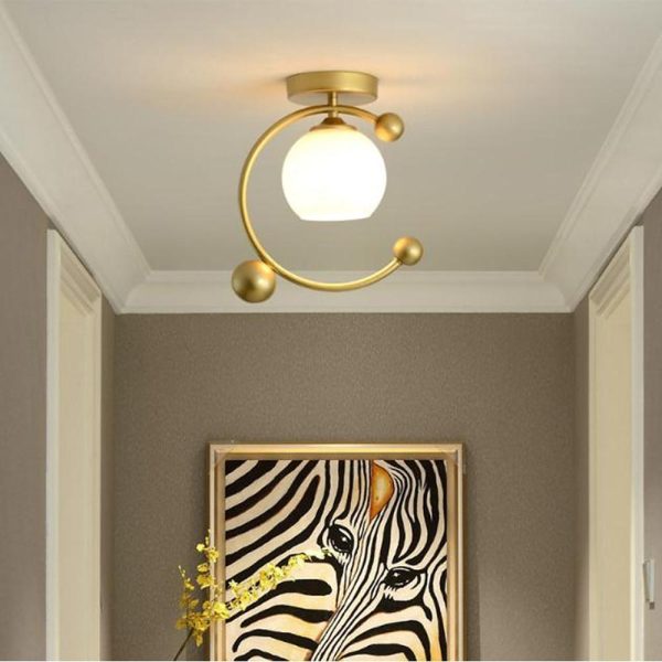 Artistic Metal Glass Flush Mount Light over Kitchen Sink Globe Circle LED Ceiling Lights - Image 4