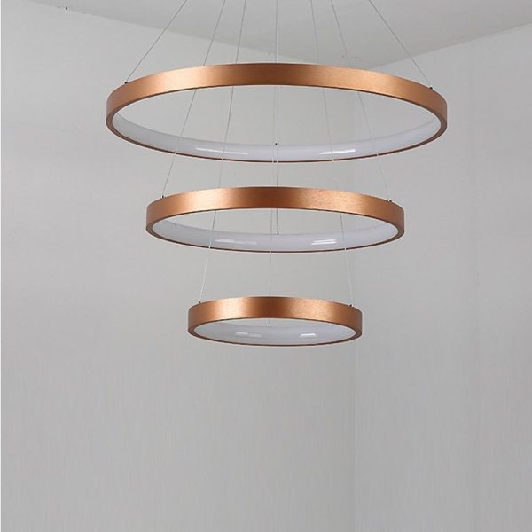 Acrylic Bronze 3-Tier Ring Chandelier Dimmable LED, 59" Adjustable Pendant Lights - Image 5