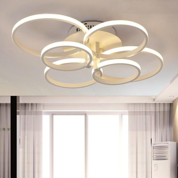 6 Differently Sized Metal Silica Gel Flush Mount Lights with 6 Large Integrated Lights - Image 6