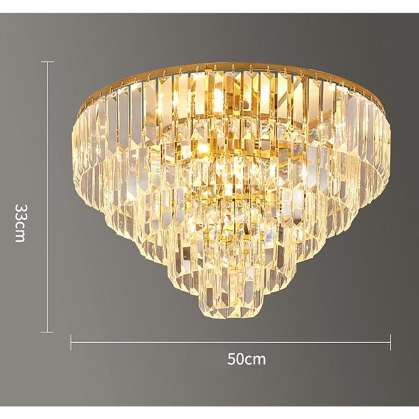 Candelabra Flush Mount Ceiling Light Metal Crystal Unique LED Light - Image 7