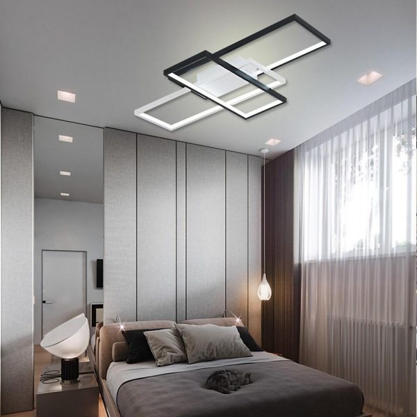 Multi Rectangle Large Flush Mount Ceiling Light with 3 Integrated Tiered Lights - Image 18