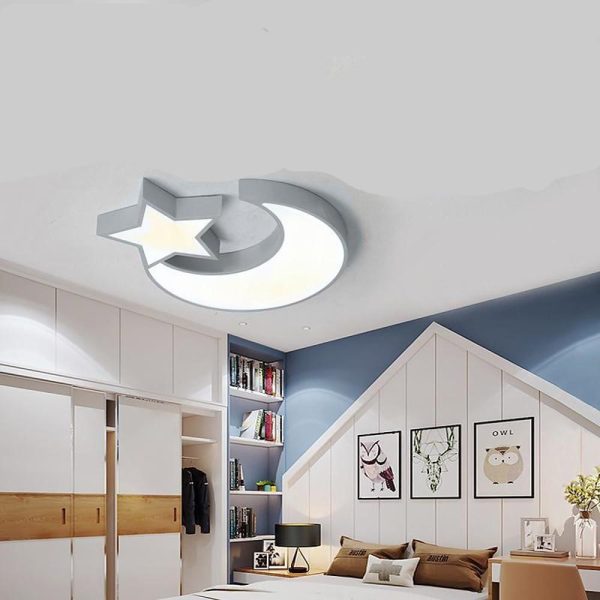 Star Moon Flush Mount Ceiling Light LED Metal Dimmable Baby Kids Lights - Image 4