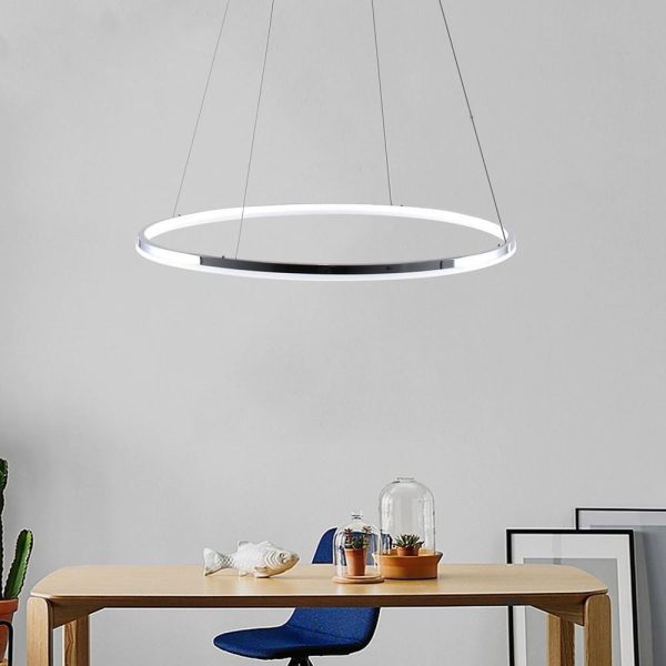 LED Circular Sturdy Modernistic Brushed Nickel Pendant Light With Remote Controller - Image 2
