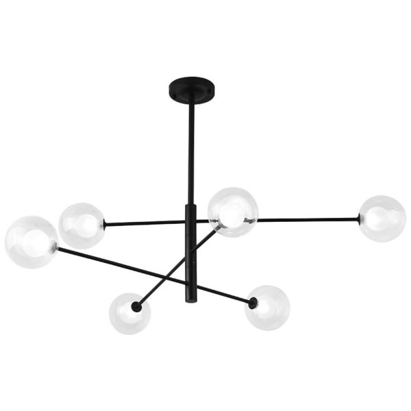 Linear Sputnik Chandelier Black Living Room Chandelier Ceiling Lights - Image 5