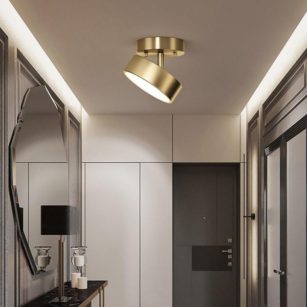 Circular Electroplated Copper LED Nordic Adjustable Ceiling Lights Flush Mount Lighting - Image 4
