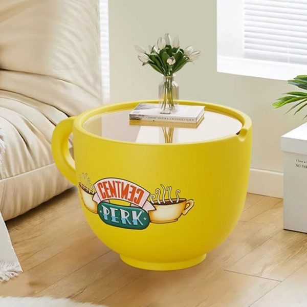 Contemporary Creative Round Coffee Cup Glass Resin End Table 1-Storage For Living Room - Image 2